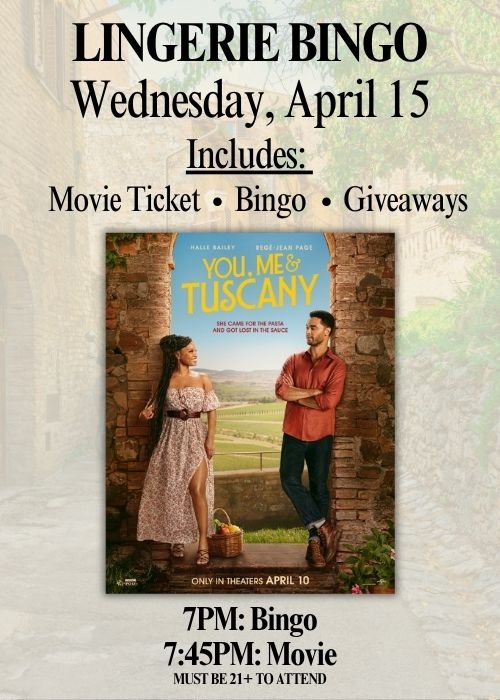 YOU, ME, & TUSCANY - LINGERIE BINGO poster